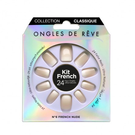 Ongles de Rêve Classique N°06 – Faux Ongles French Nude (24 pièces)