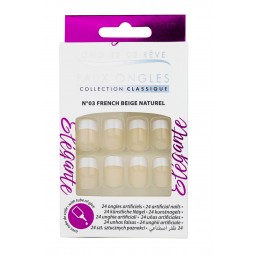 N°03 FRENCH BEIGE NATUREL ONGLES DE RÊVE CLASSIQUE (24 pcs avec colle)