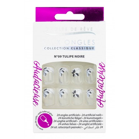N°09 TULIPE NOIRE ONGLES DE RÊVE CLASSIQUE (24 pcs avec colle)