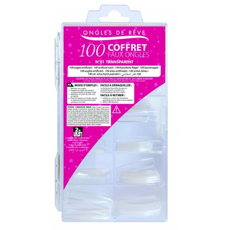 Kit Faux Ongles Coffret 100 N°1 Transparent