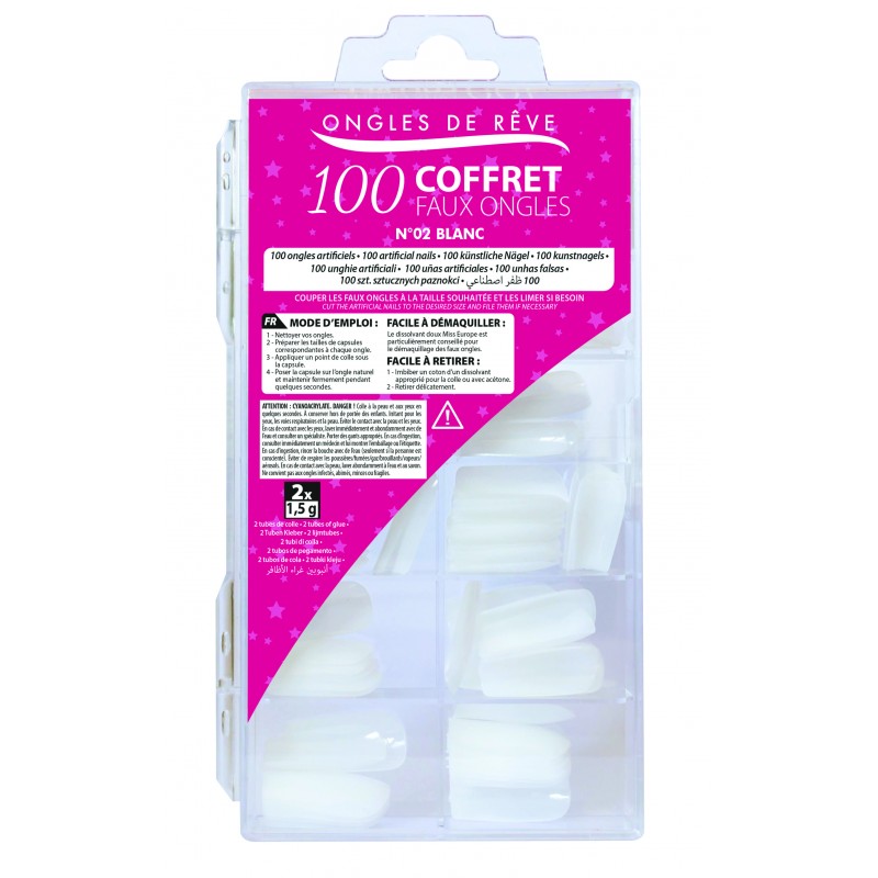 Kit Faux Ongles Coffret 100 N°2 Blanc
