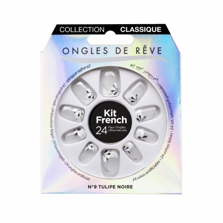 Ongles de Rêve Classique N°09 – Faux Ongles French Tulipe Noire (24 pièces)