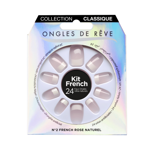 Ongles de Rêve Classique N°02 – Faux Ongles French Rose Naturel (24 pièces)