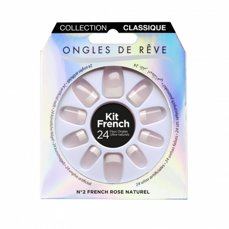 Ongles de Rêve Classic No.02 – French Natural Pink False Nails (24 Pieces)