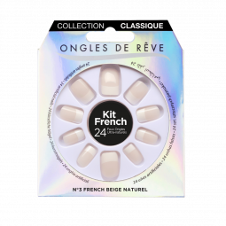 Ongles de Rêve Classique N°03 – Faux Ongles French Beige Naturel (24 pièces)