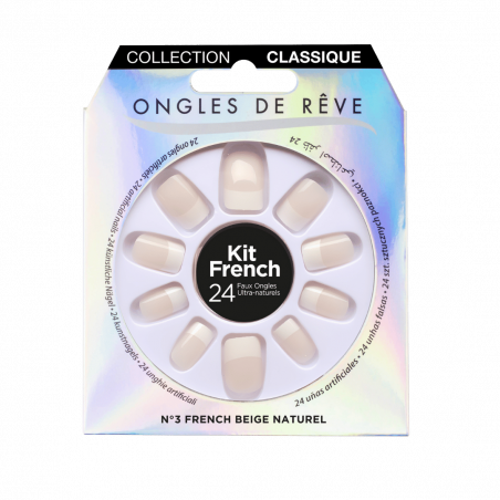 Ongles de Rêve Classique N°03 – Faux Ongles French Beige Naturel (24 pièces)