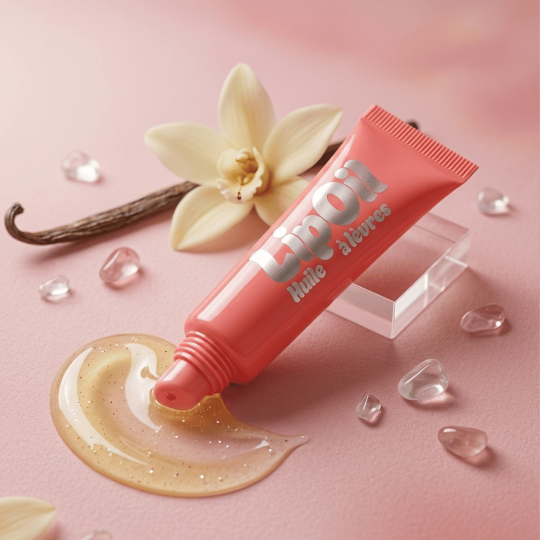 Lip Oil Vanille NS New Story | Huile à Lèvres Brillante à la Vitamine E 14 ml