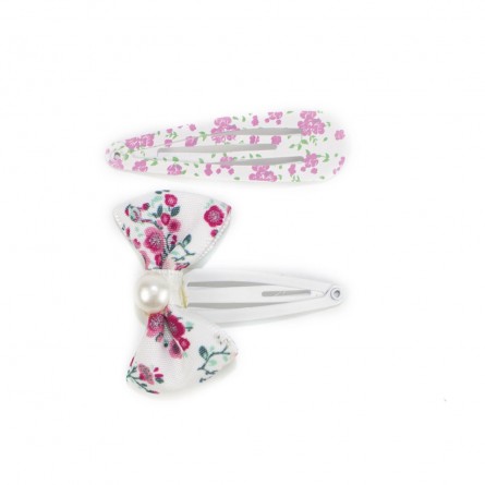 Barrettes blancs fleuris