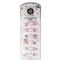 Barrettes chaton rose