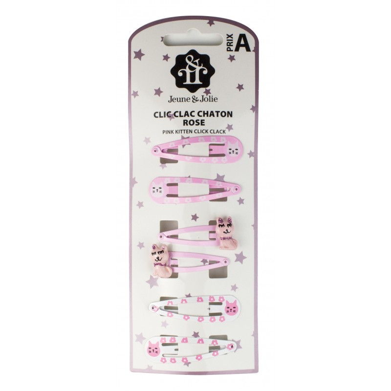 Barrettes chaton rose