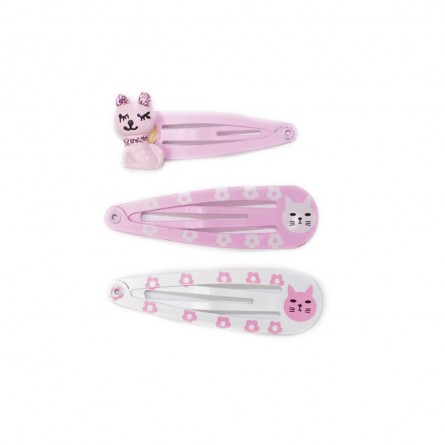 Barrettes chaton rose