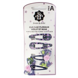 Clic clac floraux violet & rose