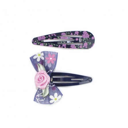 Barrettes floraux violet & rose