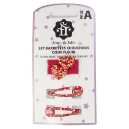 Set Barrettes & Chouchous Cœur Fleuri – Accessoires Cheveux Enfant