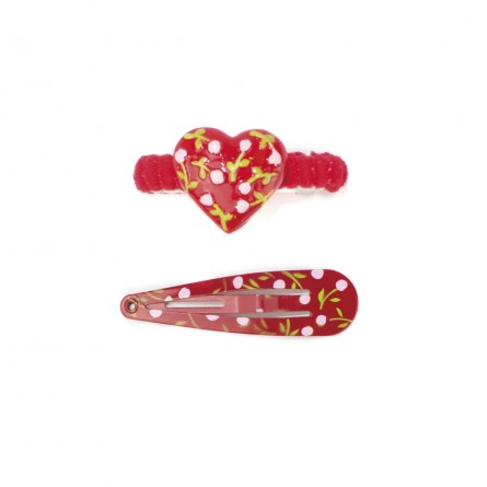 Set Barrettes & Chouchous Cœur Fleuri – Accessoires Cheveux Enfant