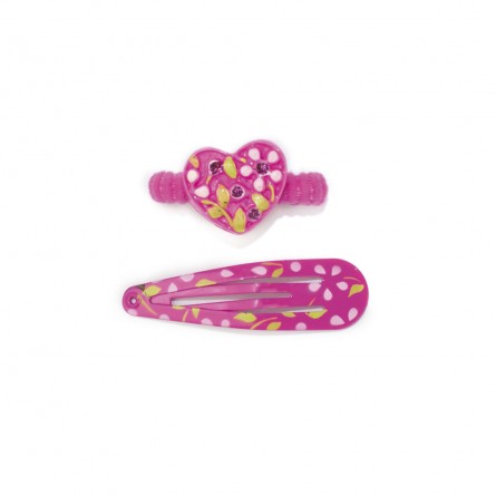 Set barrettes et chouchous cheveux fille – cœur strass rose