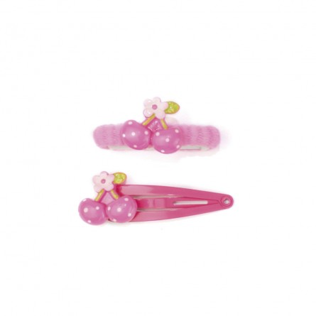 Set Barrettes & Chouchous Motif Fruité Rose – Accessoires Cheveux Enfant