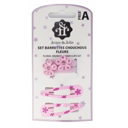 Set barrettes chouchous fleurs