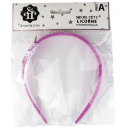 Serre-tête cheveux fille – motif licorne rose