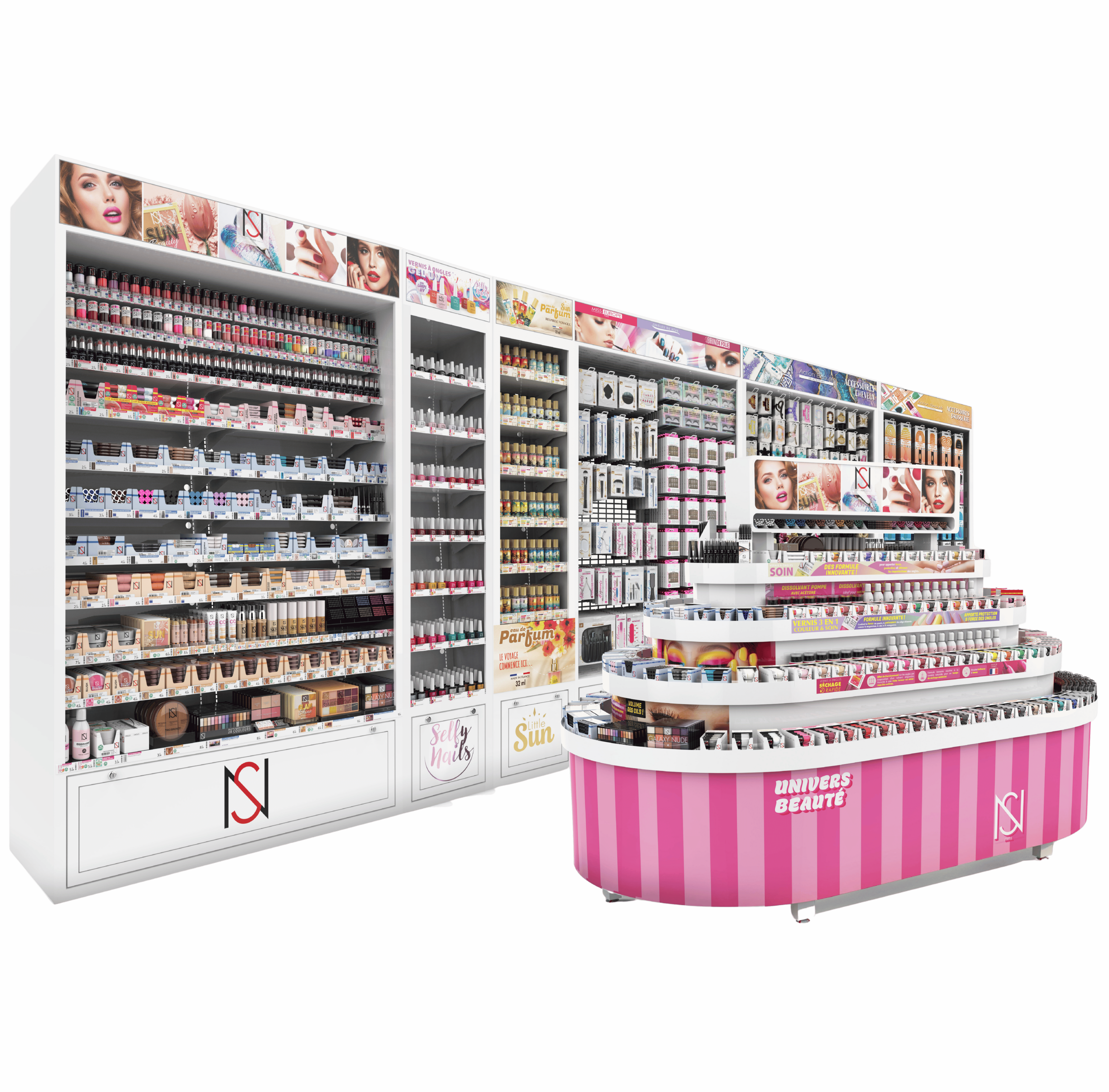 Implantation merchandising beauté – meuble complet – Groupe Europ Cosmetics